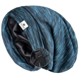 YANIBEST Silk Satin Bonnet Hair Wrap for Sleeping, Adjustable Slouchy Beanie for Women, Silk Lined for Curly Hair and Braids, Blue